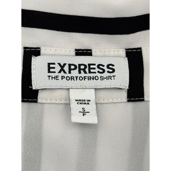 Express Shirt Small Portofino Button-Down Striped Preppy Corp Core Parisian Chic - Picture 3 of 13